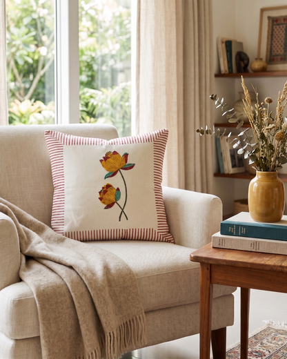 Amber Bloom Cushion Cover